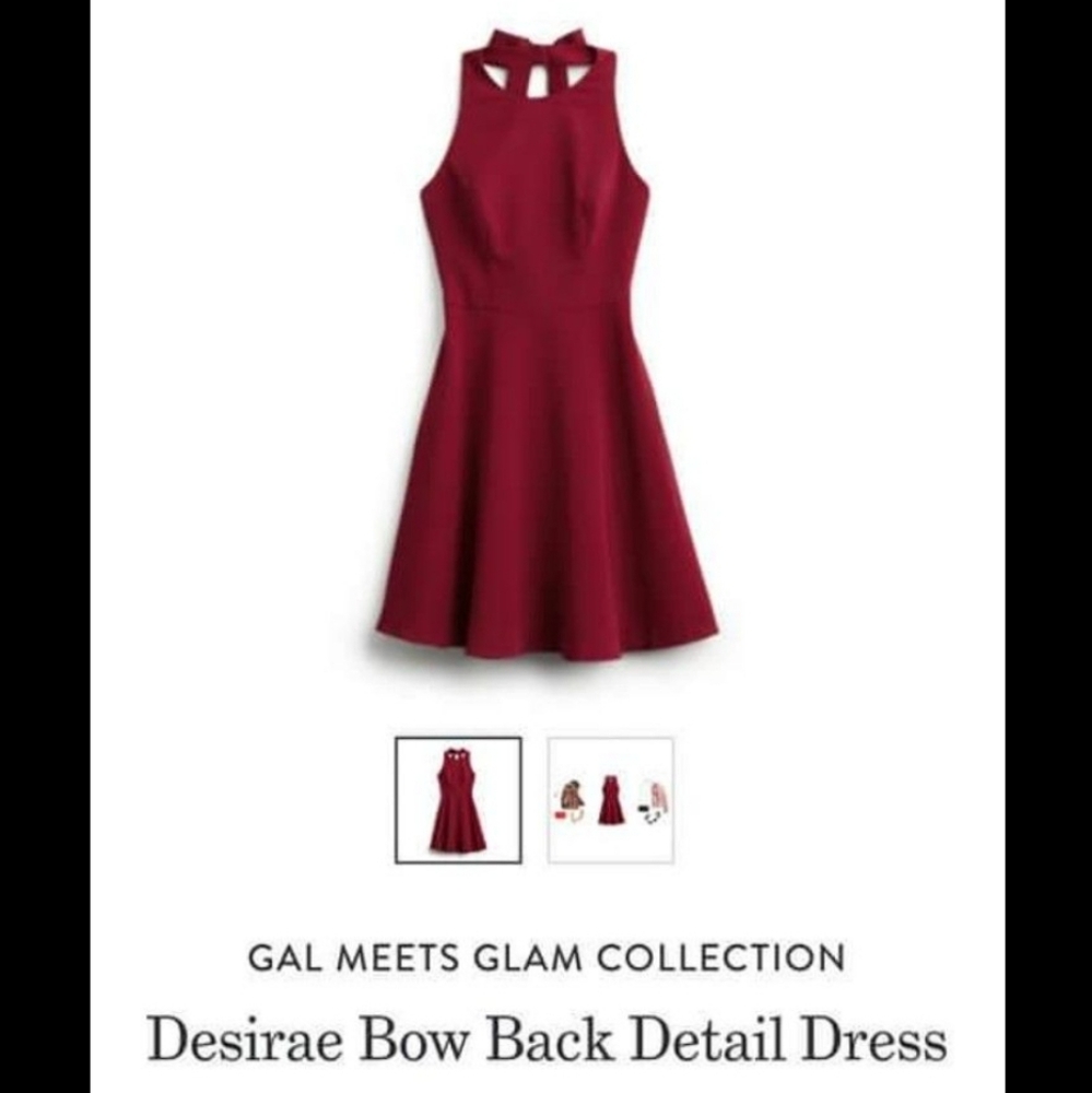 NWT Gal Meets Glam Red Desirae Bow Back Dress 2 Petite